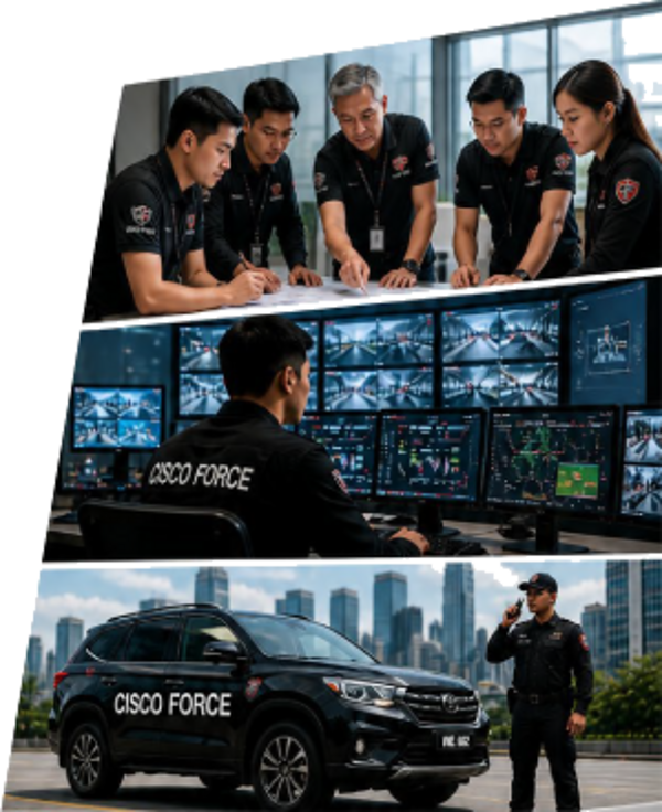 CISCO FORCE team briefing, command centre monitoring and patrol unit